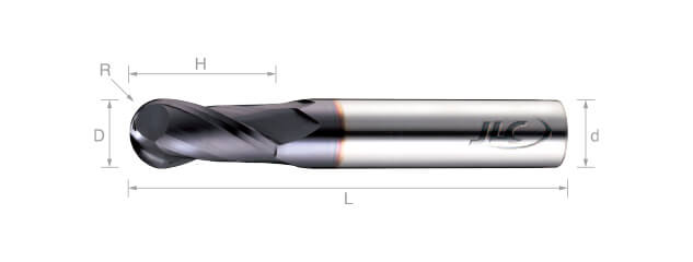超微粒鎢鋼球型銑刀(英吋型)-2刃