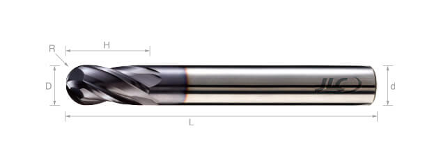 超微粒鎢鋼球型銑刀(長柄型)-4刃