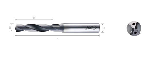 鎢鋼高速內冷鑽頭 (不鏽鋼／標準型／5倍長) -2刃