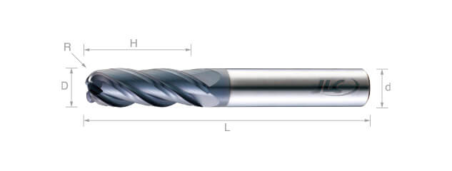 超微粒鎢鋼圓鼻銑刀(標準型／平溝型)-4刃