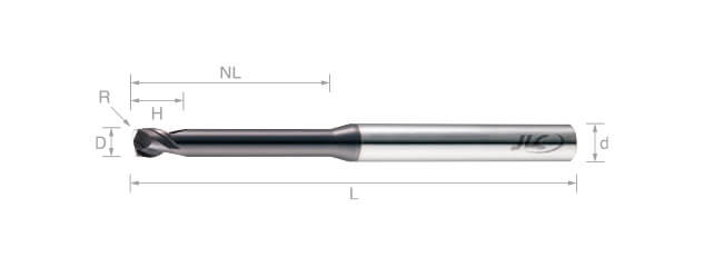 超微粒鎢鋼圓鼻銑刀(短刃長頸型)-2刃