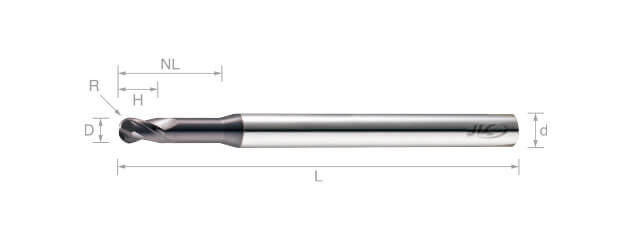 超微粒鎢鋼球型銑刀(長頸型)-2刃