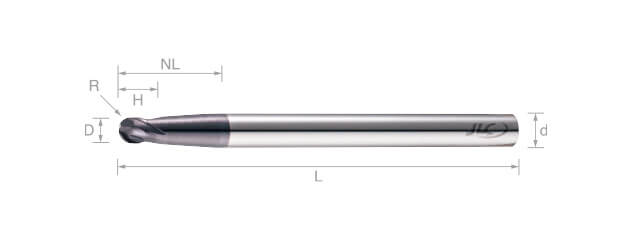 超微粒鎢鋼球型銑刀(斜頸型)-2刃