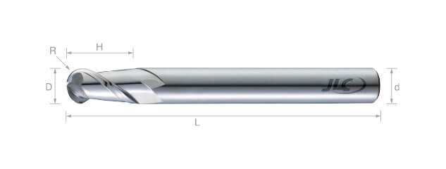 鎢鋼球型鋁用銑刀(長柄型)-2刃
