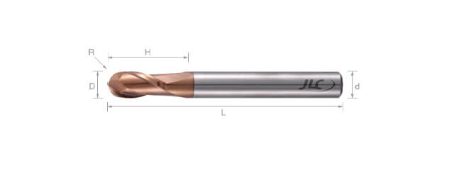 高速高硬度球型銑刀(長柄型)-2刃