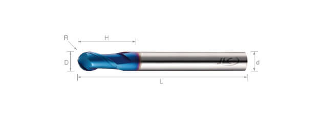 高速高硬度球型銑刀(長柄型)-2刃