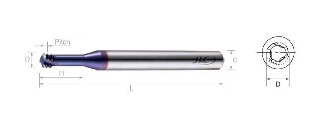 鎢鋼銑牙刀-微小徑硬材質HRC62° -UN(內牙/外牙)