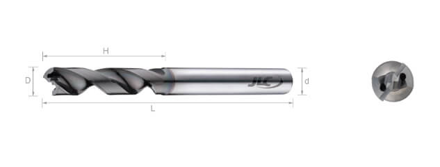 鎢鋼內冷鑽鉸平底鑽頭 (不銹鋼 / 鋼件 / 5倍長) -2刃